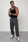 Купить Джинсы карго мужские с накладными карманами темно-серого цвета 2417TC, фото 11