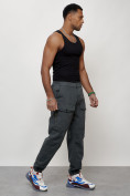Купить Джинсы карго мужские с накладными карманами темно-серого цвета 2417TC, фото 3