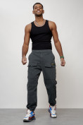 Купить Джинсы карго мужские с накладными карманами темно-серого цвета 2417TC, фото 9