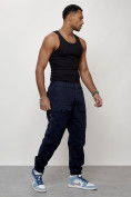 Купить Джинсы карго мужские с накладными карманами темно-синего цвета 2417TS, фото 11