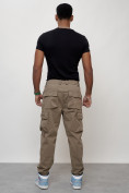 Купить Джинсы карго мужские с накладными карманами бежевого цвета 2418B, фото 4