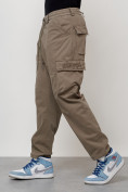 Купить Джинсы карго мужские с накладными карманами бежевого цвета 2418B, фото 6