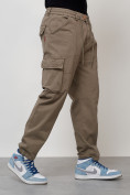 Купить Джинсы карго мужские с накладными карманами бежевого цвета 2418B, фото 7