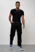 Купить Джинсы карго мужские с накладными карманами черного цвета 2418Ch, фото 9