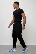 Купить Джинсы карго мужские с накладными карманами черного цвета 2418Ch, фото 2