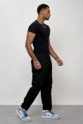 Купить Джинсы карго мужские с накладными карманами черного цвета 2418Ch, фото 3