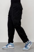 Купить Джинсы карго мужские с накладными карманами черного цвета 2418Ch, фото 6