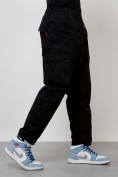 Купить Джинсы карго мужские с накладными карманами черного цвета 2418Ch, фото 7