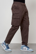 Купить Джинсы карго мужские с накладными карманами коричневого цвета 2418K, фото 3