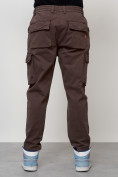 Купить Джинсы карго мужские с накладными карманами коричневого цвета 2418K, фото 4