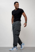 Купить Джинсы карго мужские с накладными карманами темно-серого цвета 2418TC, фото 3