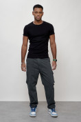 Купить Джинсы карго мужские с накладными карманами темно-серого цвета 2418TC, фото 4