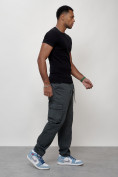 Купить Джинсы карго мужские с накладными карманами темно-серого цвета 2418TC, фото 6