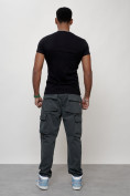 Купить Джинсы карго мужские с накладными карманами темно-серого цвета 2418TC, фото 7