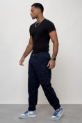 Купить Джинсы карго мужские с накладными карманами темно-синего цвета 2418TS, фото 10