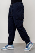 Купить Джинсы карго мужские с накладными карманами темно-синего цвета 2418TS, фото 6