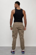 Купить Джинсы карго мужские с накладными карманами бежевого цвета 2419B, фото 12
