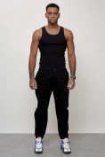 Купить Джинсы карго мужские с накладными карманами черного цвета 2419Ch, фото 5