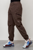 Купить Джинсы карго мужские с накладными карманами коричневого цвета 2419K, фото 6