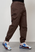 Купить Джинсы карго мужские с накладными карманами коричневого цвета 2419K, фото 7