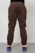 Купить Джинсы карго мужские с накладными карманами коричневого цвета 2419K, фото 8