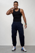 Купить Джинсы карго мужские с накладными карманами темно-синего цвета 2419TS, фото 6