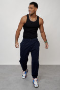 Купить Джинсы карго мужские с накладными карманами темно-синего цвета 2419TS, фото 7