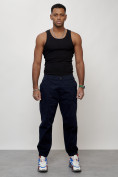 Купить Джинсы карго мужские с накладными карманами темно-синего цвета 2419TS, фото 8