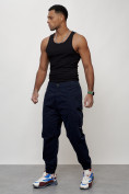 Купить Джинсы карго мужские с накладными карманами темно-синего цвета 2419TS, фото 9