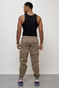 Купить Джинсы карго мужские с накладными карманами бежевого цвета 2420B, фото 4