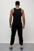 Купить Джинсы карго мужские с накладными карманами черного цвета 2420Ch, фото 10