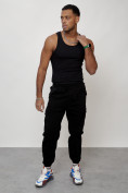Купить Джинсы карго мужские с накладными карманами черного цвета 2420Ch, фото 6