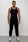 Купить Джинсы карго мужские с накладными карманами черного цвета 2420Ch, фото 7