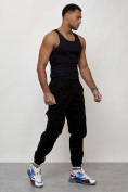 Купить Джинсы карго мужские с накладными карманами черного цвета 2420Ch, фото 9