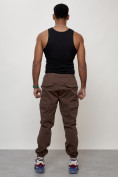 Купить Джинсы карго мужские с накладными карманами коричневого цвета 2420K, фото 11