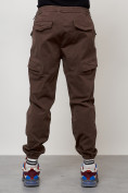 Купить Джинсы карго мужские с накладными карманами коричневого цвета 2420K, фото 7