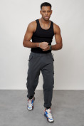 Купить Джинсы карго мужские с накладными карманами темно-серого цвета 2420TC, фото 10