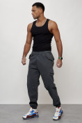 Купить Джинсы карго мужские с накладными карманами темно-серого цвета 2420TC, фото 2