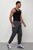 Купить Джинсы карго мужские с накладными карманами темно-серого цвета 2420TC, фото 3