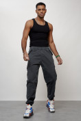Купить Джинсы карго мужские с накладными карманами темно-серого цвета 2420TC, фото 9