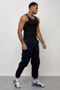 Купить Джинсы карго мужские с накладными карманами темно-синего цвета 2420TS, фото 10