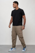 Купить Джинсы карго мужские с накладными карманами бежевого цвета 2421B, фото 10