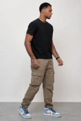Купить Джинсы карго мужские с накладными карманами бежевого цвета 2421B, фото 11