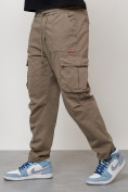 Купить Джинсы карго мужские с накладными карманами бежевого цвета 2421B, фото 2