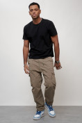 Купить Джинсы карго мужские с накладными карманами бежевого цвета 2421B, фото 6