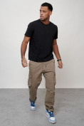 Купить Джинсы карго мужские с накладными карманами бежевого цвета 2421B, фото 8