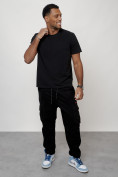 Купить Джинсы карго мужские с накладными карманами черного цвета 2421Ch, фото 11