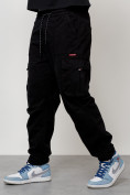 Купить Джинсы карго мужские с накладными карманами черного цвета 2421Ch, фото 2