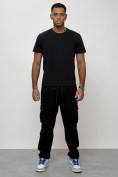 Купить Джинсы карго мужские с накладными карманами черного цвета 2421Ch, фото 5