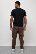 Купить Джинсы карго мужские с накладными карманами коричневого цвета 2421K, фото 4
